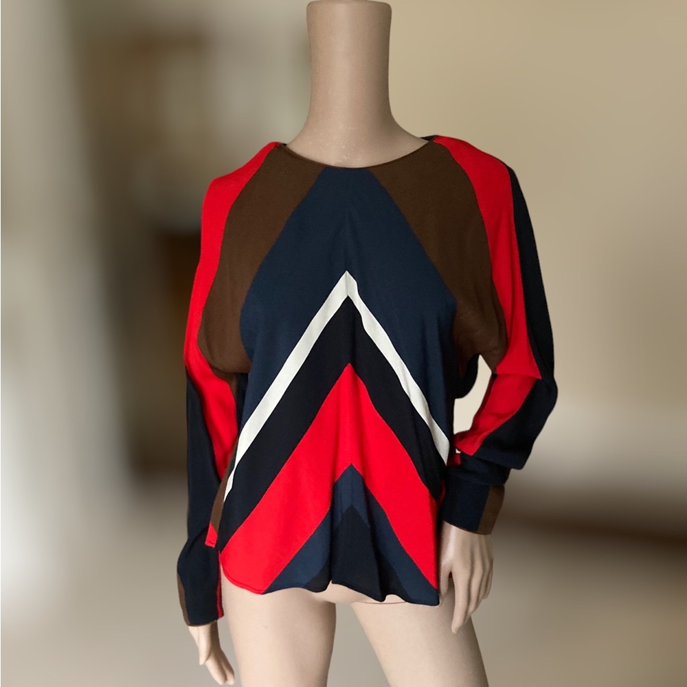 Zara multicolor chevron blouse Women Sz.M